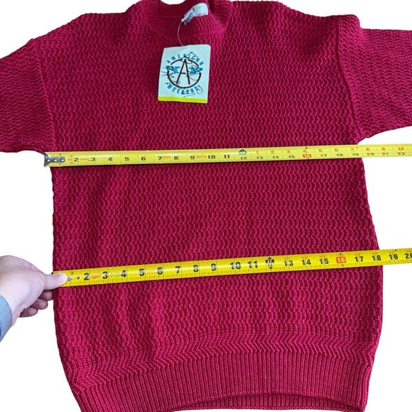 Vtg 90s Y2K American Weekend Heavy Sweater Men's Red Preppy Prep Fisherman NWT - Picture 3 of 8